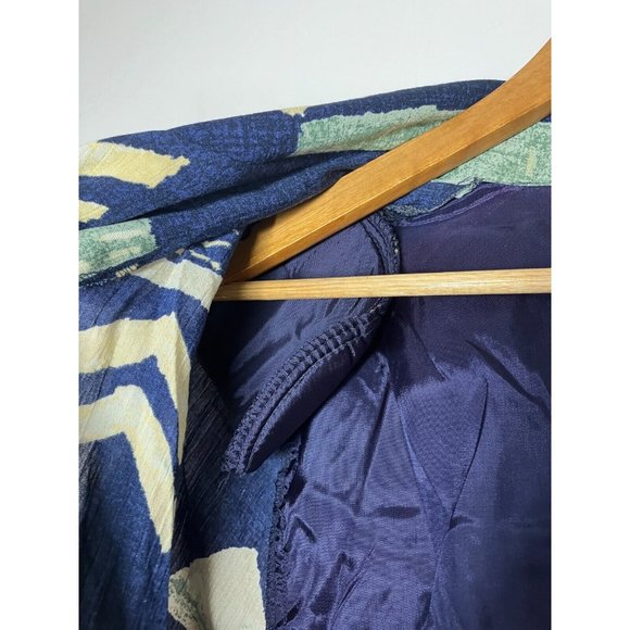 Vintage Fitting Image Women's 1X Blue Geometric Pattern Light Blazer Top - Picture 9 of 10